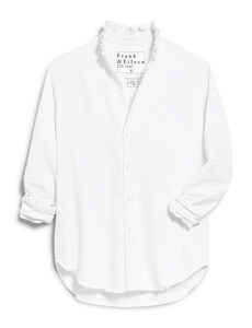 F&E Eileen Ruffle Collar Button-Up in White