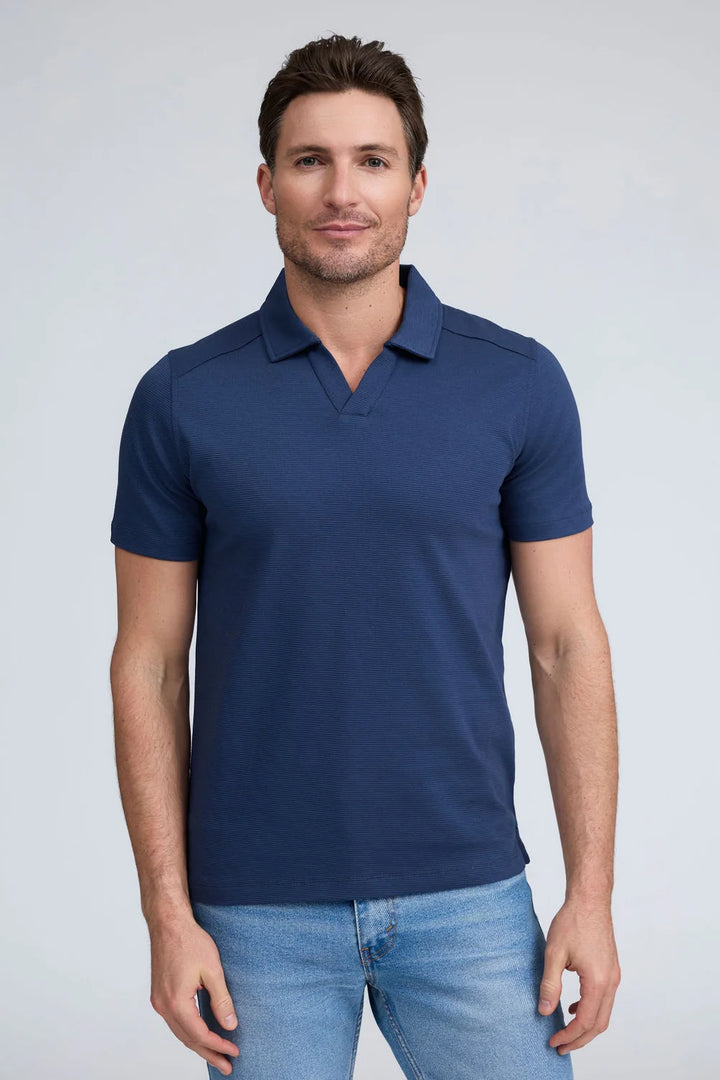 Raffi Silvio Textured Polo In Midnight