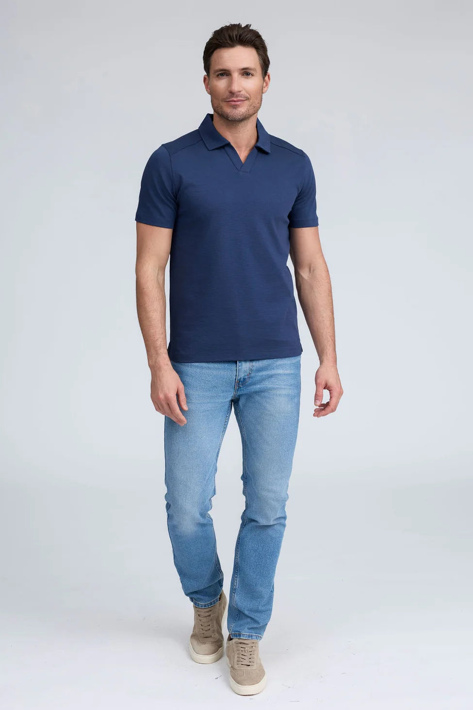 Raffi Silvio Textured Polo In Midnight