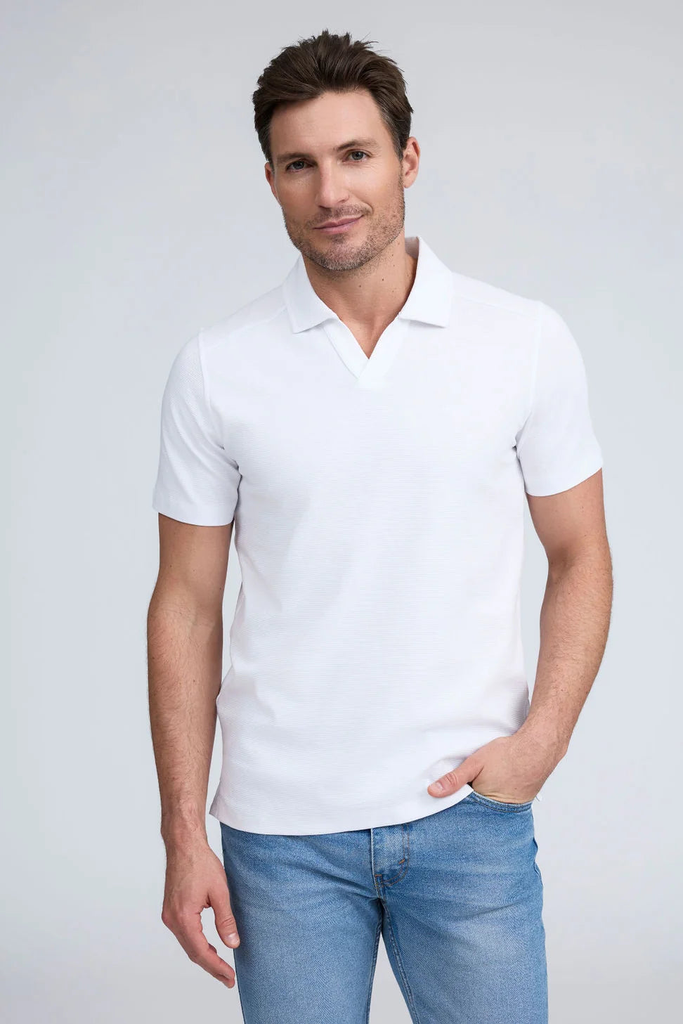 Raffi Silvio Textured Polo in White