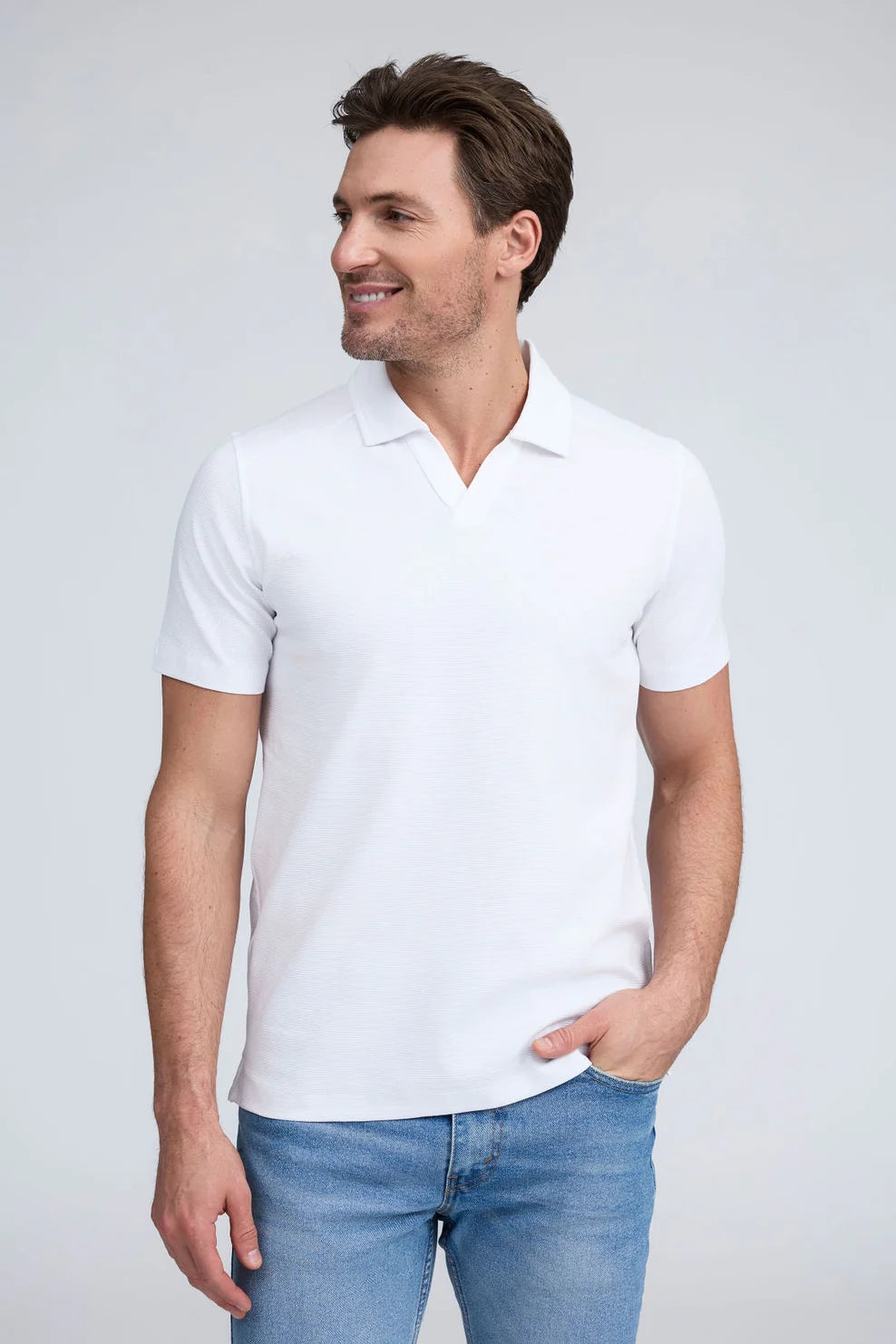 Raffi Silvio Textured Polo In White