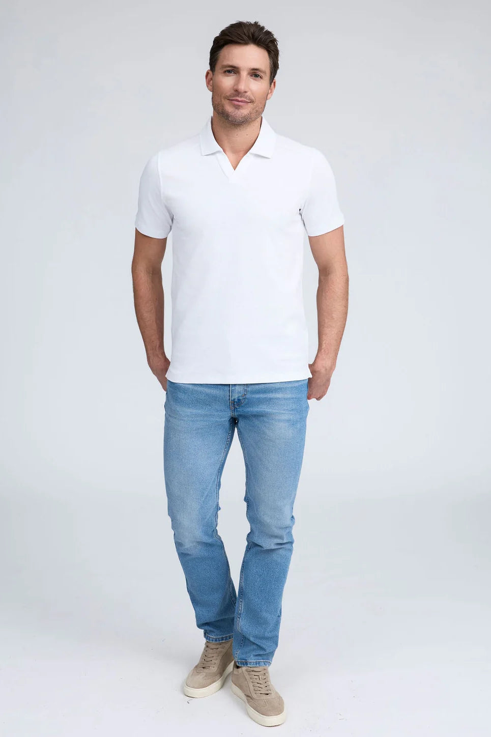 Raffi Silvio Textured Polo In White