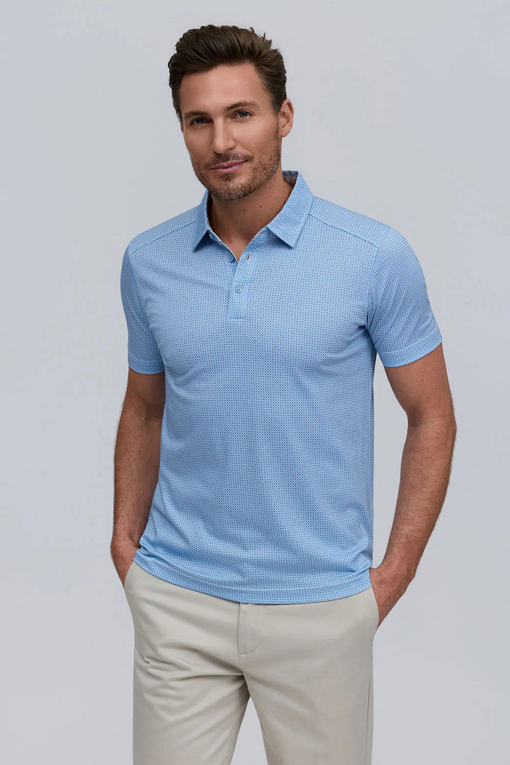 Raffi Lennon Geo Print Polo In Water