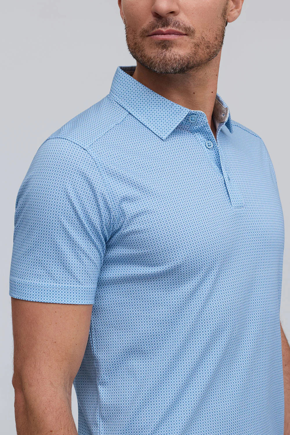 Raffi Lennon Geo Print Polo In Water
