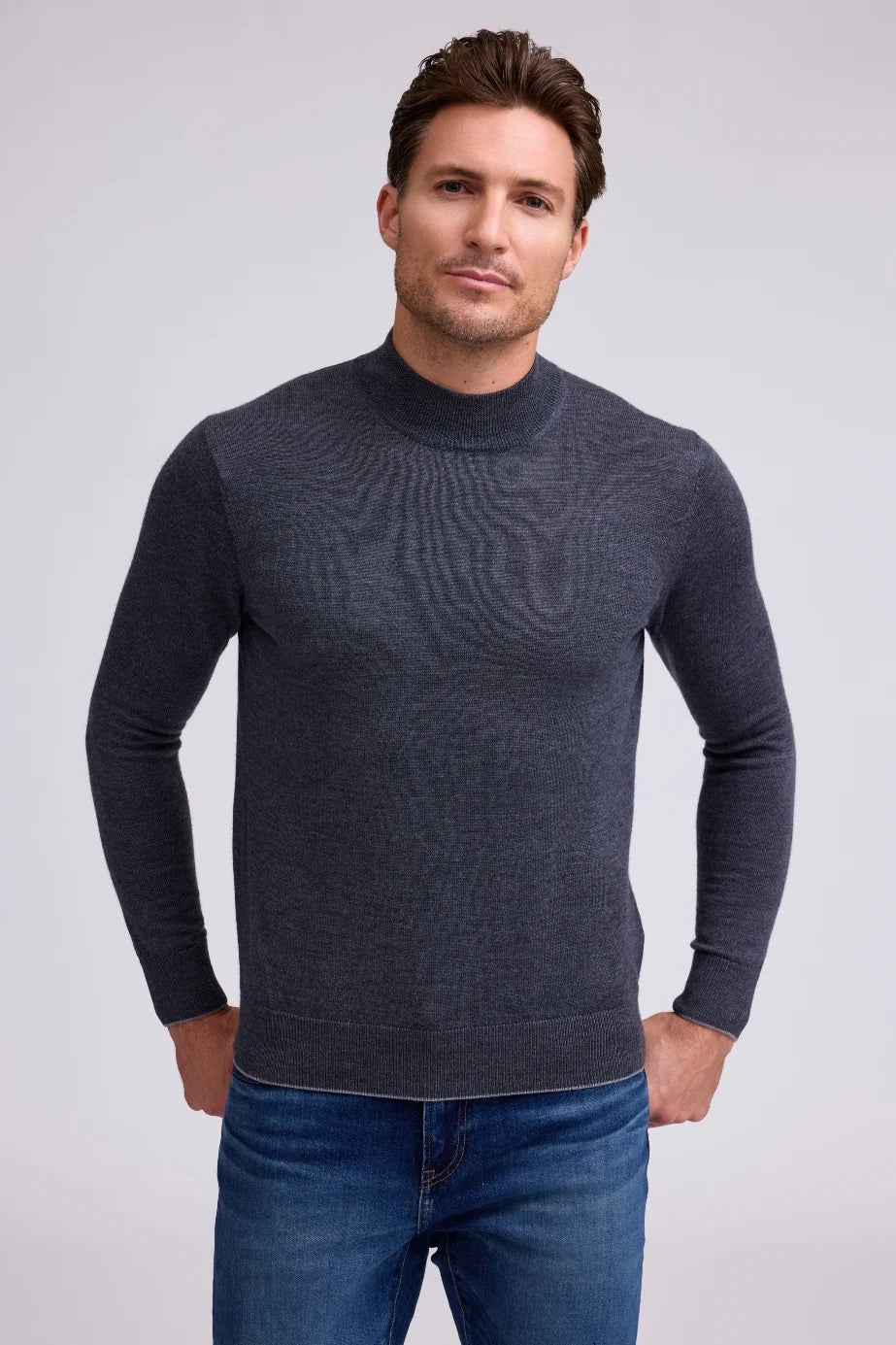 Raffi Merino Mock Neck Charcoal