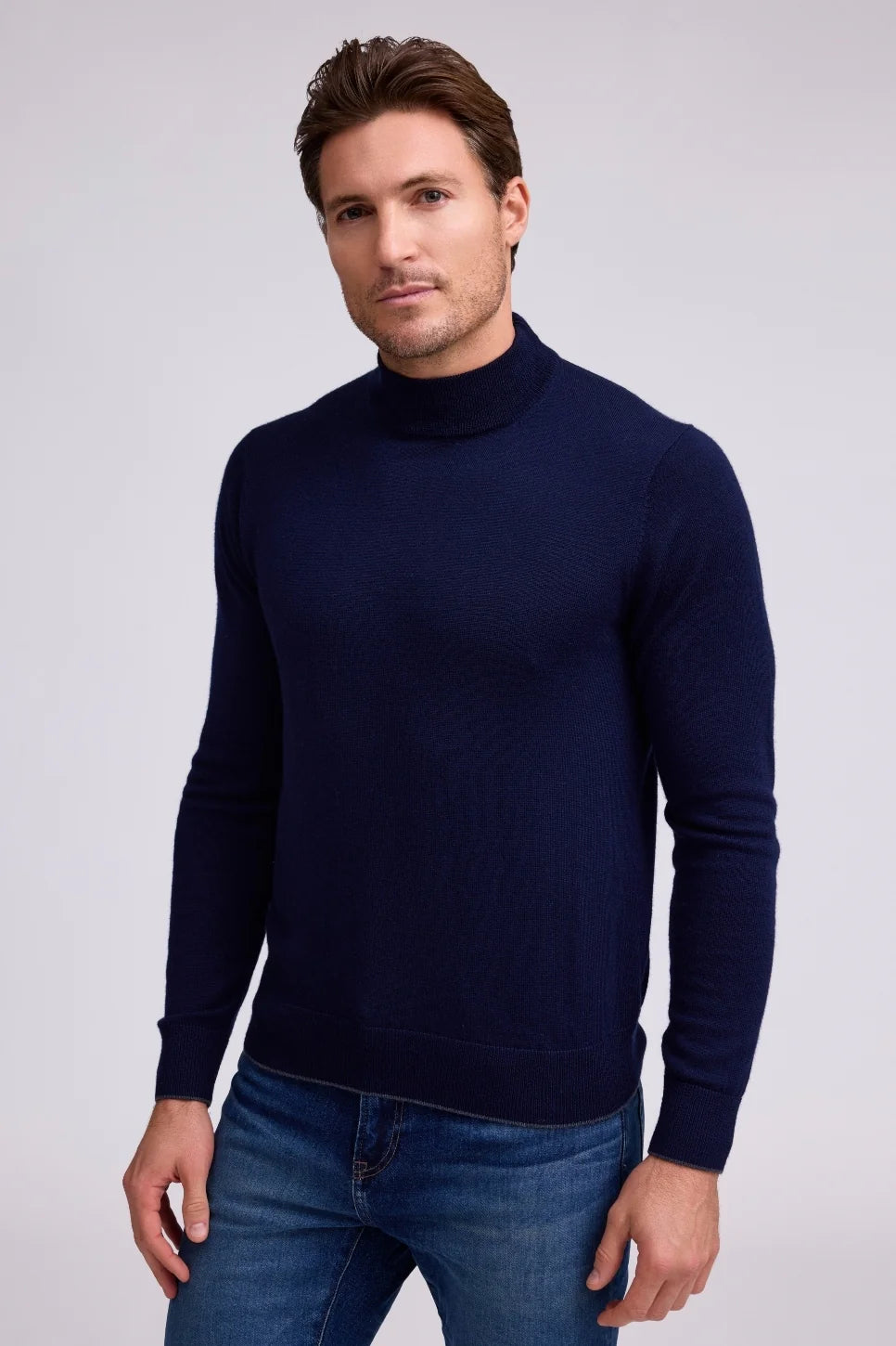 Raffi Merino Mock Neck Navy