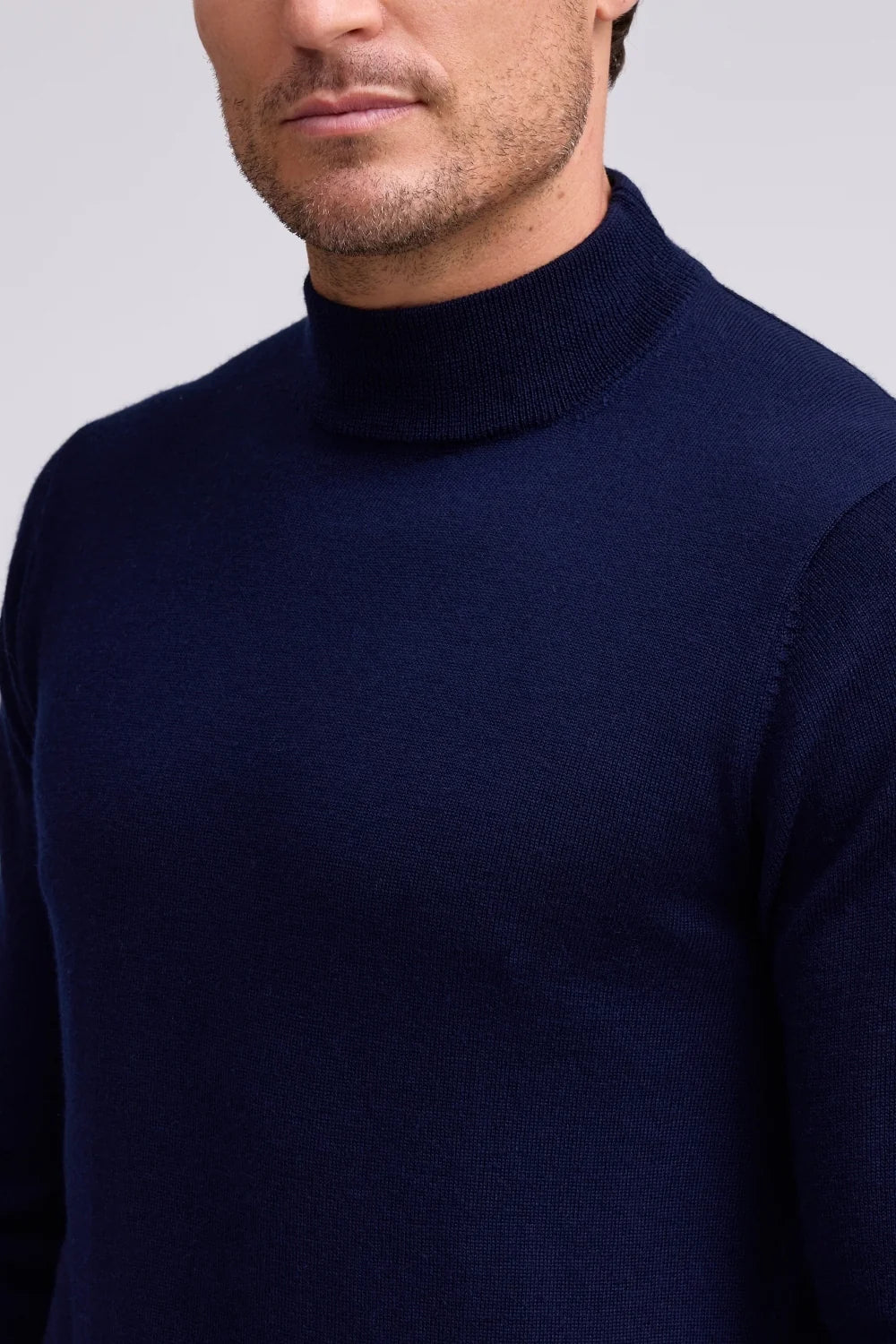 Raffi Merino Mock Neck Navy