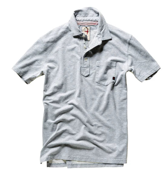 Relwen Pique Slot Polo In Grey Heather