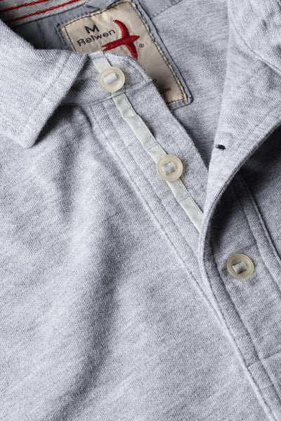 Relwen Pique Slot Polo In Grey Heather