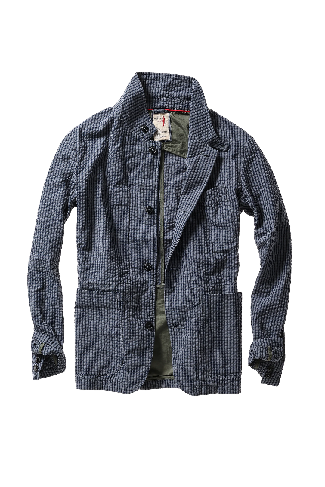 Relwen Tropical Trap Blazer In Navy Blue Seersucker