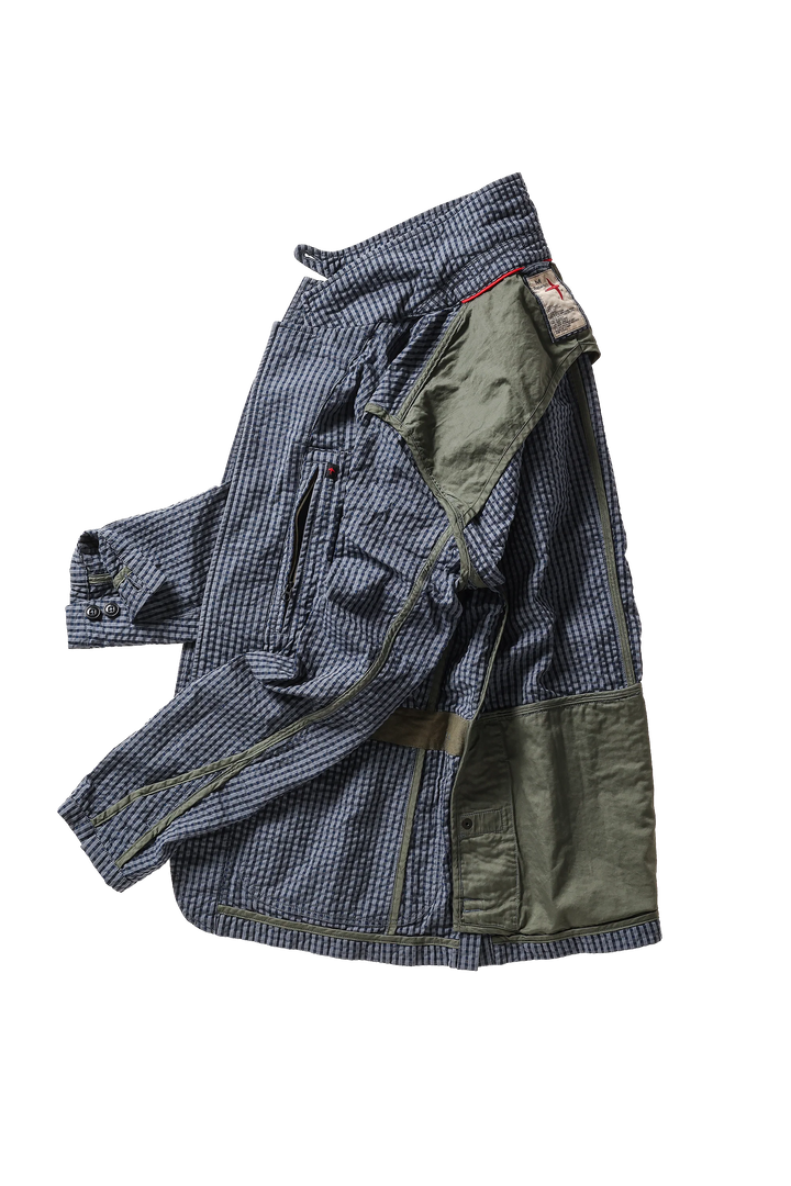 Relwen Tropical Trap Blazer In Navy Blue Seersucker