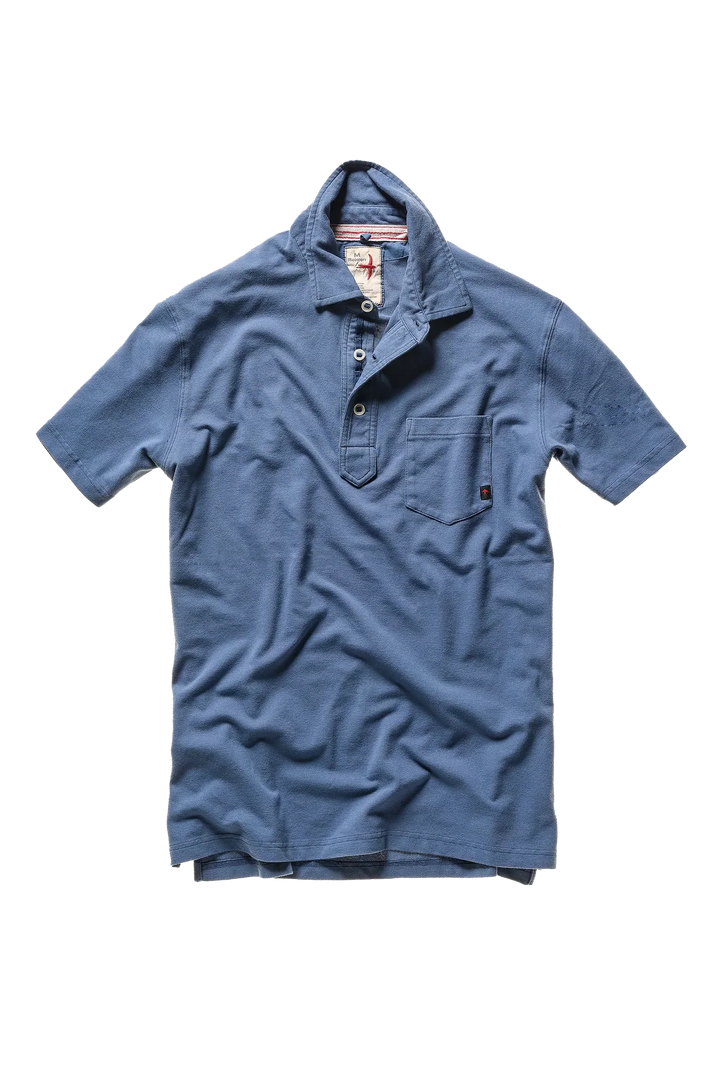 Relwen Pique Slot Polo In Marine Blue