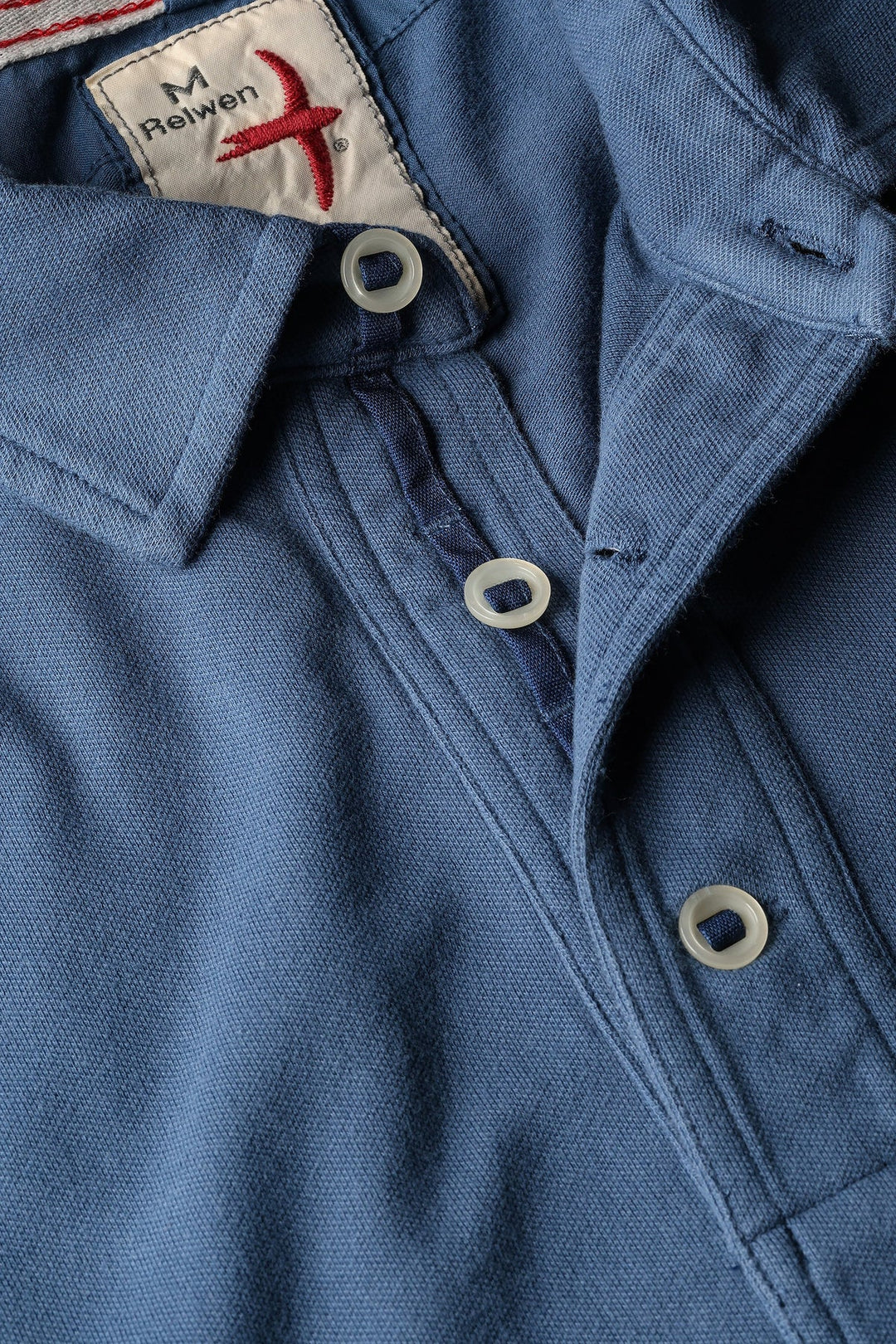 Relwen Pique Slot Polo In Marine Blue
