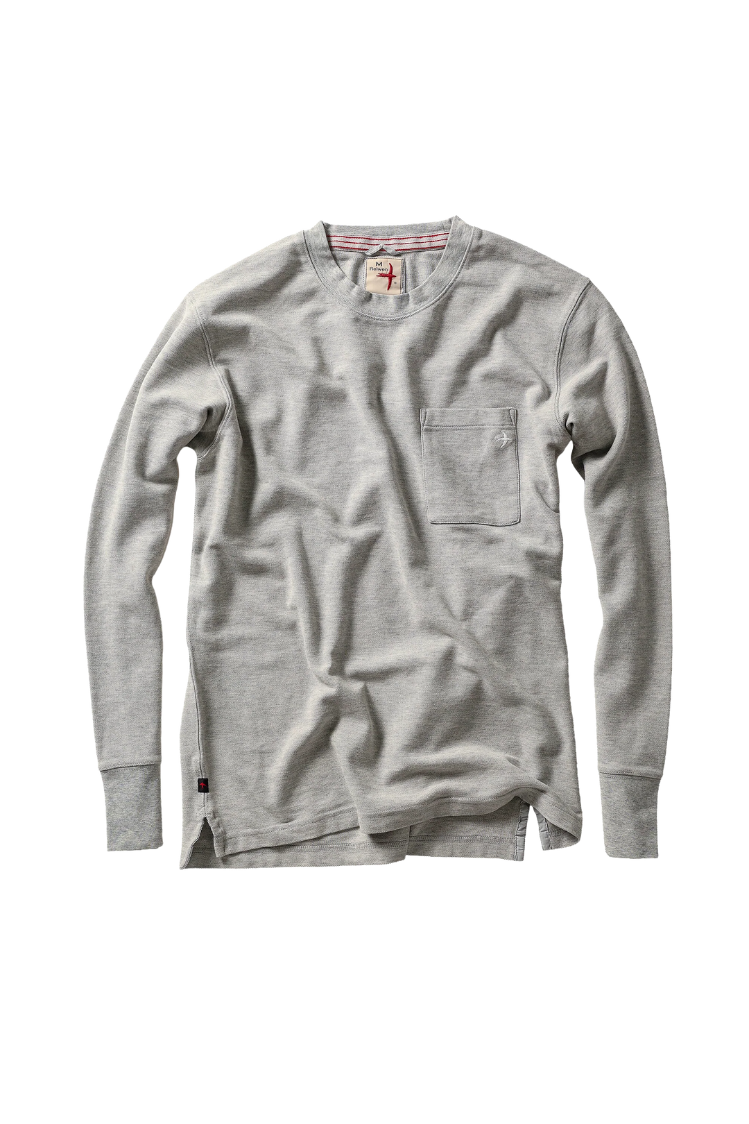 Relwen L/S Vintage Pique Crew In Light Grey