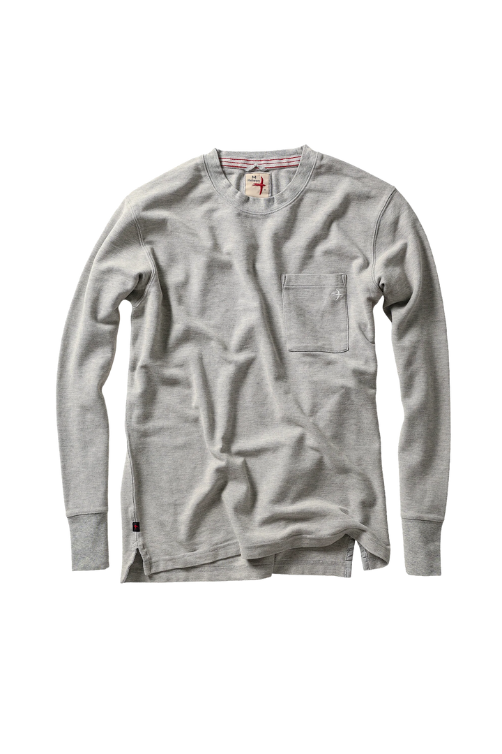Relwen L/S Vintage Pique Crew In Light Grey
