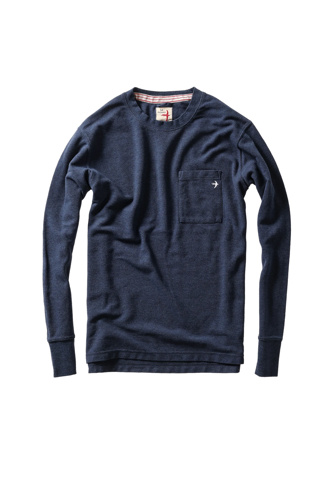 Relwen L/S Vintage Pique Crew In Navy