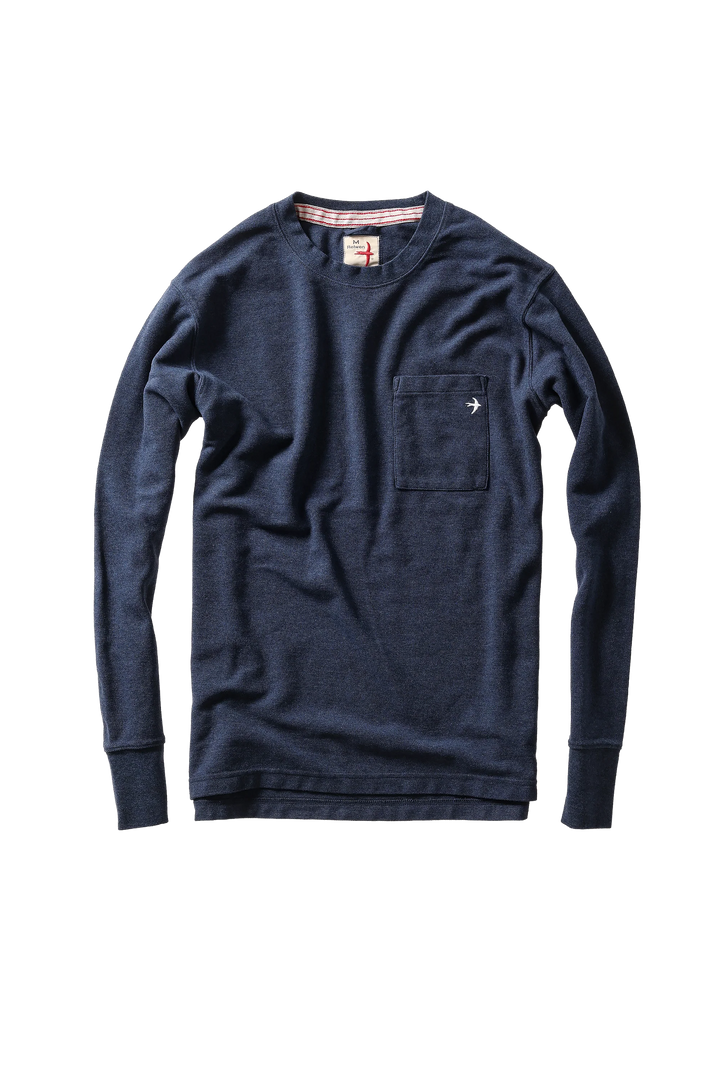 Relwen L/S Vintage Pique Crew In Navy