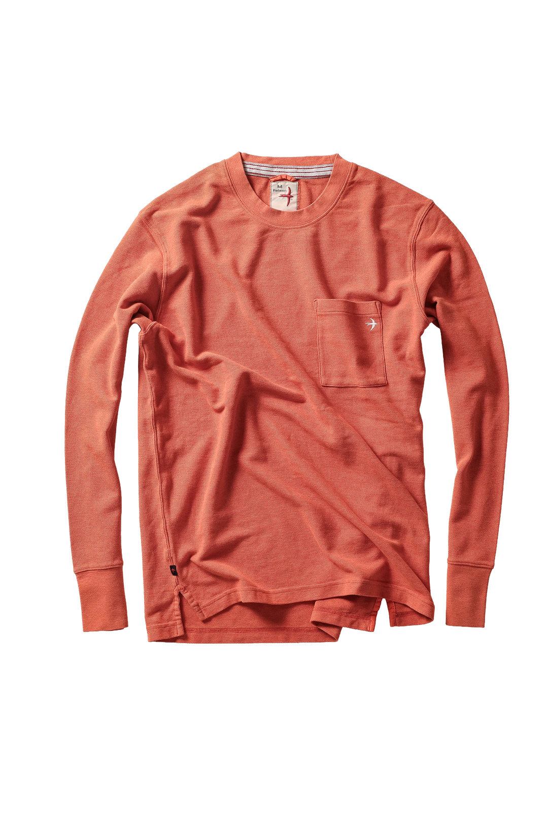 Relwen L/S Vintage Pique Crew In Orange Fade