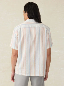 Faherty SS Breeze Camp Shirt in Golden Beach Stripe