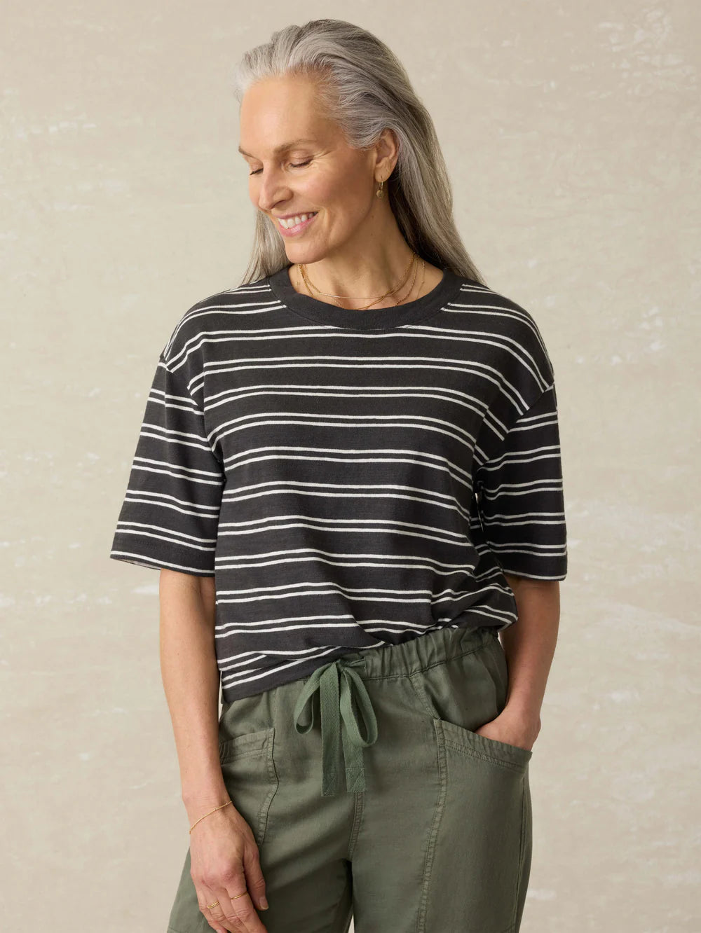 Faherty Sunwashed Tee in Phantom Highland Stripe