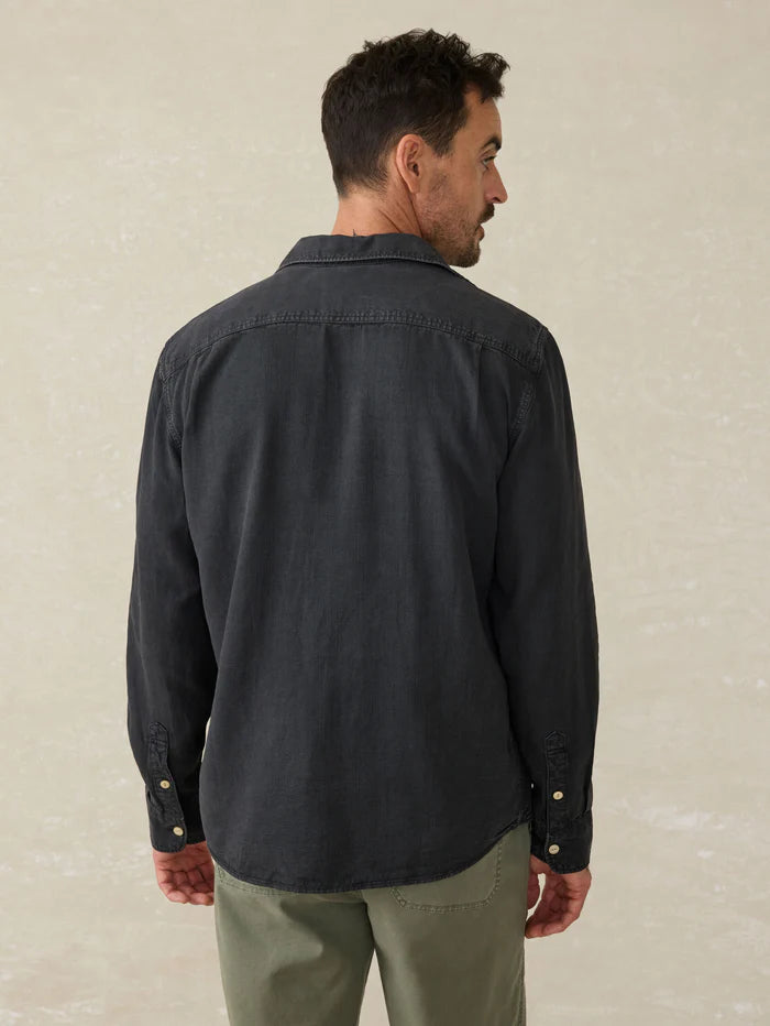 Faherty Tried &amp; True Chambray Workshirt In Durango Black