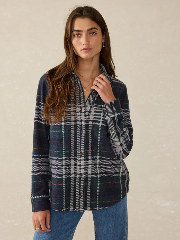 Faherty Women's Legend Sweater Shirt in Blue Ridge Plaid