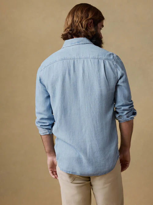Faherty Men Tried And True Chambray Workshirt In Vintage Indigo