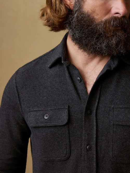 FAHERTY Legend Sweater Shirt - Heathered Black Twill