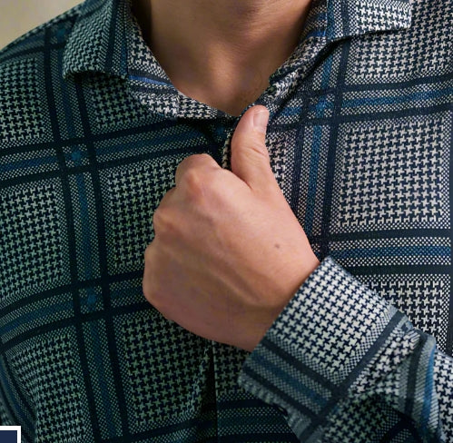 Stone Rose Rover Clubhouse Glen Check Shirt In Medium Blue