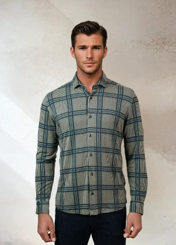 Stone Rose Rover Clubhouse Glen Check Shirt In Medium Blue