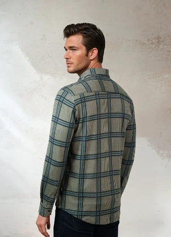 Stone Rose Rover Clubhouse Glen Check Shirt In Medium Blue