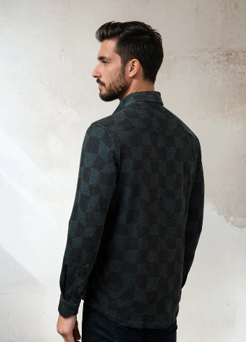 Stone Rose Rover Warped Checkerboard Shirt In Black