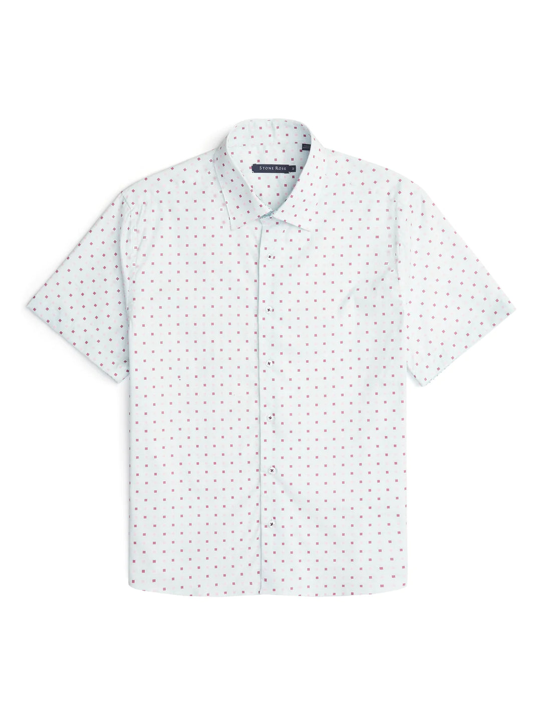 Stone Rose S/S Woven Printed Shirt In Light Blue Geometric Squares