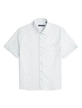 Load image into Gallery viewer, Stone Rose S/S Woven Printed Shirt in Light Blue Geometric Squares
