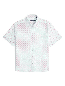 Stone Rose S/S Woven Printed Shirt in Light Blue Geometric Squares