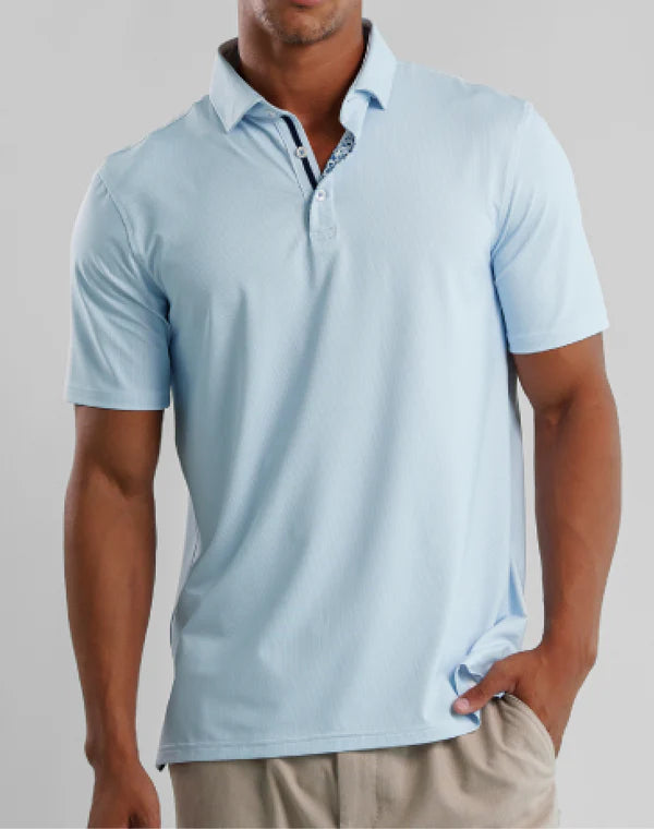 Stone Rose Birdseye Polo In Light Blue