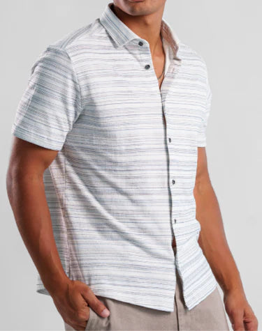 Stone Rose Twilight Terry Shirt In Horizon Pinstripe