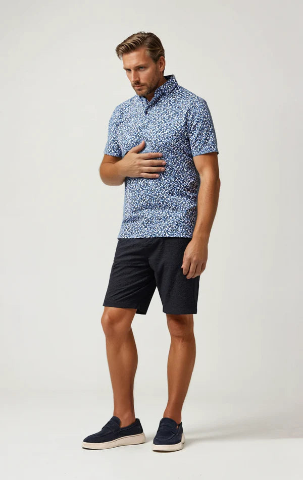 Stone Rose Blue Spring Bloom Stretch Polo