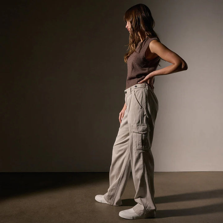 James Perse Army Cotton Slub Cargo Pant In Salt Pigment