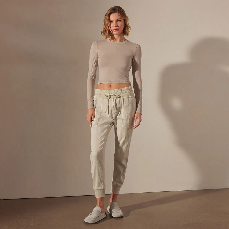 James Perse Mixed Media Pant In Talc