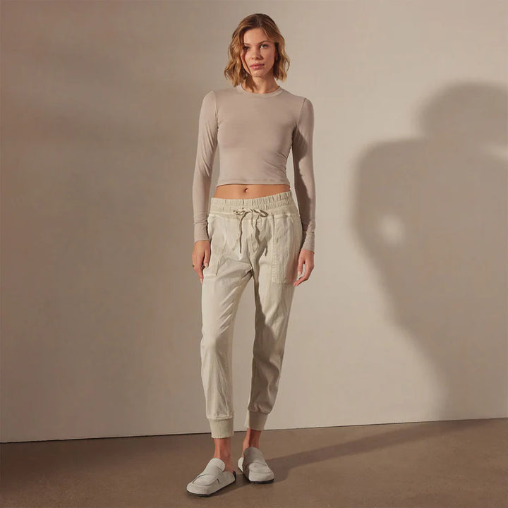 James Perse Mixed Media Pant In Talc