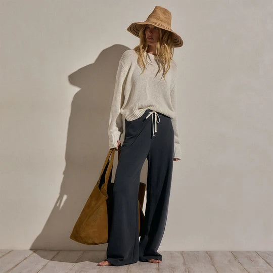 James Perse Wide Leg Sweatpant Blue Noir Pigment
