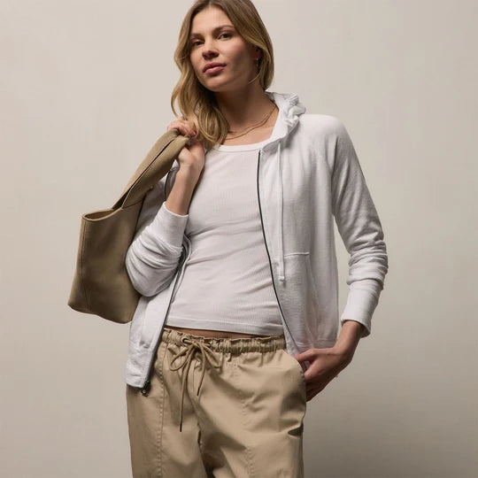 James Perse French Terry Zip Hoody White