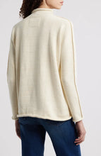 Load image into Gallery viewer, F&amp;E Monterey Rolled Funnel Neck Sweater in Cream and Gold Glitter
