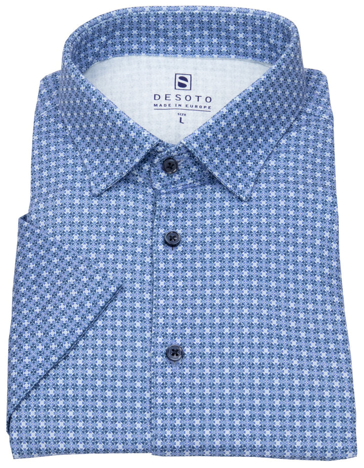 Desoto S/S Jersey Shirt In Blue Print