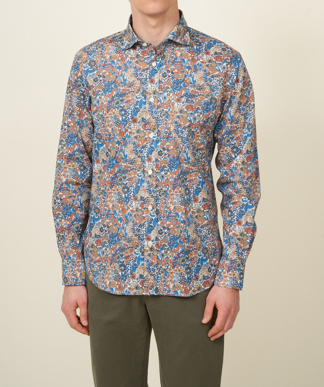 Hartford Paul Shirt In Blue/Camel