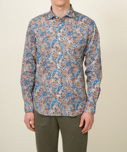 Hartford Paul Shirt in Blue/Camel