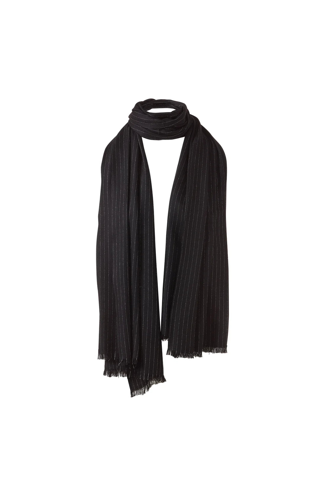 Kinross Lurex Herringbone Shawl - Black/Silver