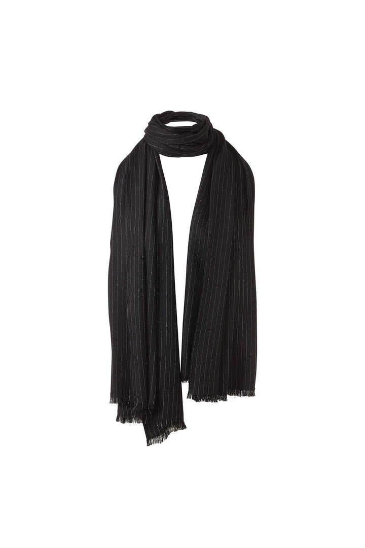 Kinross Lurex Herringbone Shawl - Black/Silver