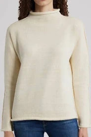 Frank &amp; Eileen Monterey Rolled Funnel Neck Sweater In Cream And Gold Glitter